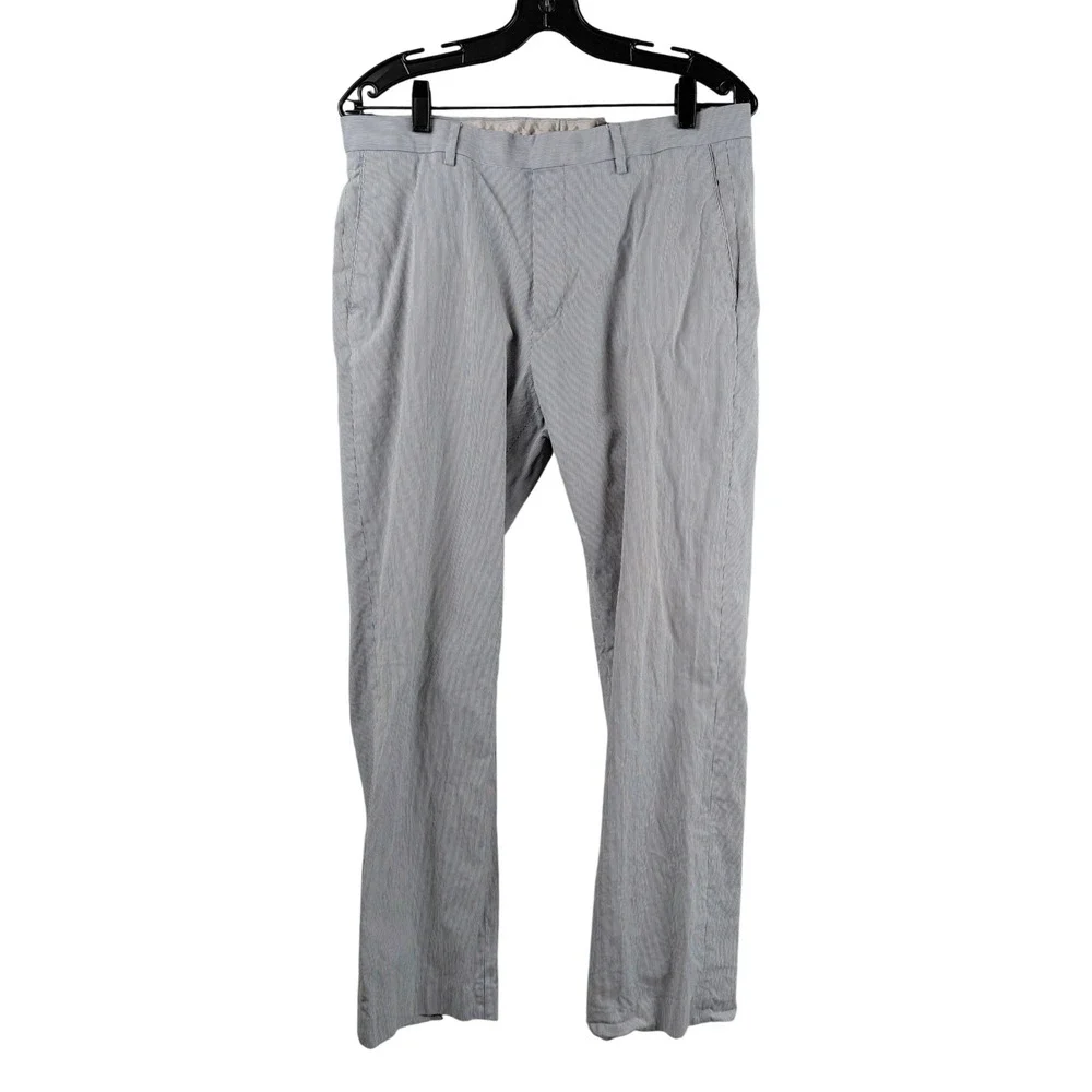 Banana Republic Tailored Slim Striped Dress Pants Mens 34 30 Cotton Blue White